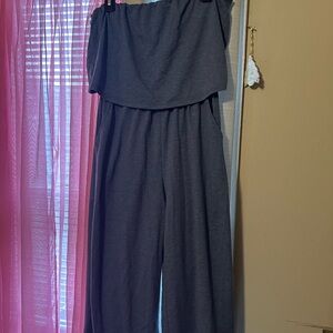 BeBop Blue Strapless Jumpsuit with Wide-Leg Design